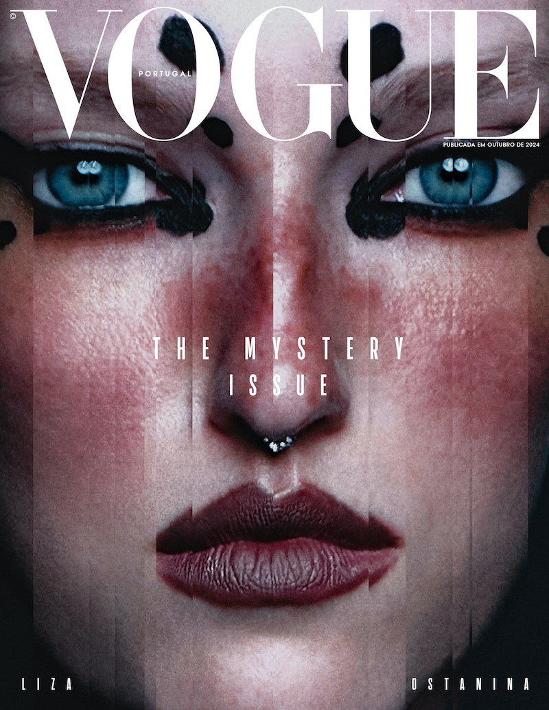 Vogue Portugal beauty cover with a close-up face and blue eyes